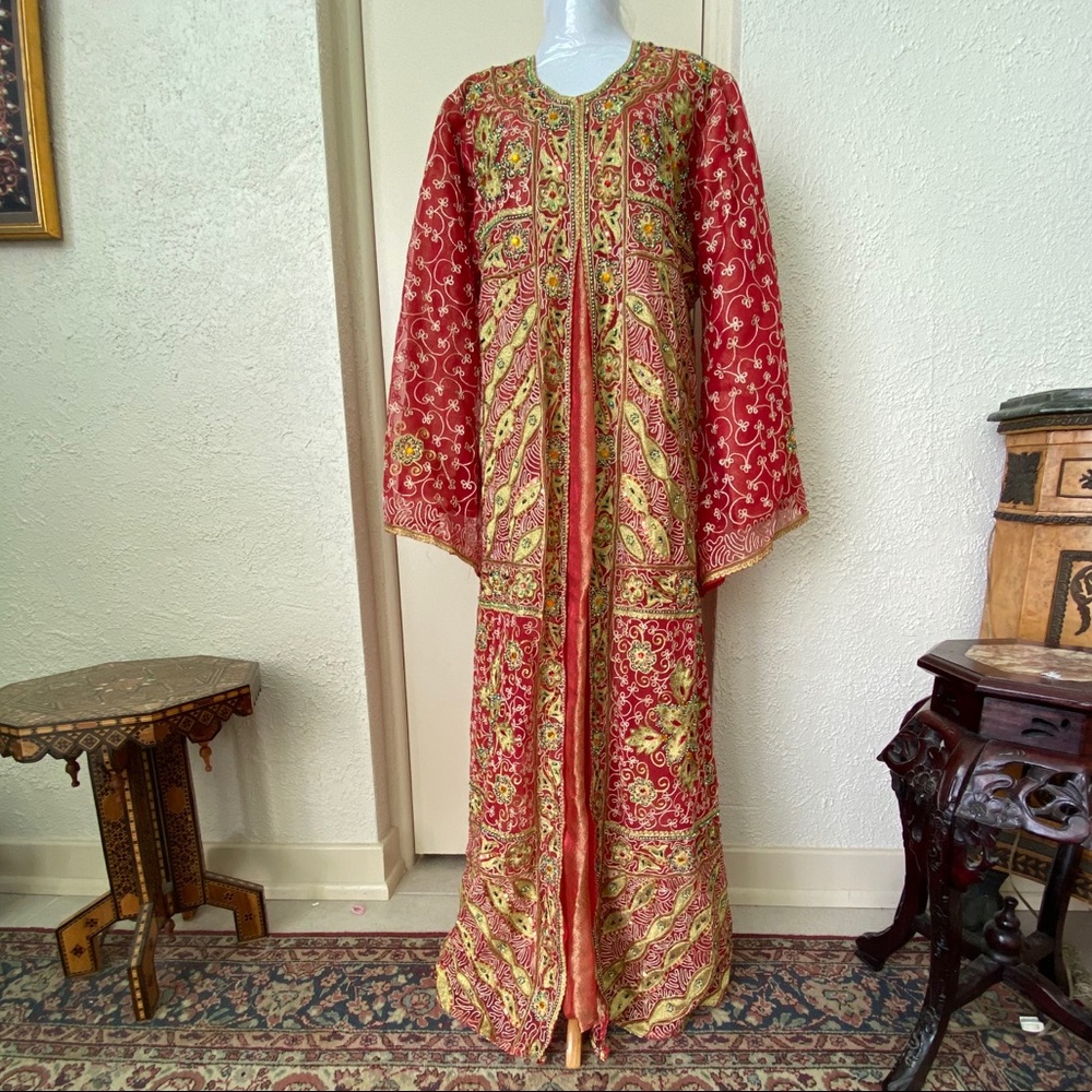 New Red and gold traditional kaftan dress
